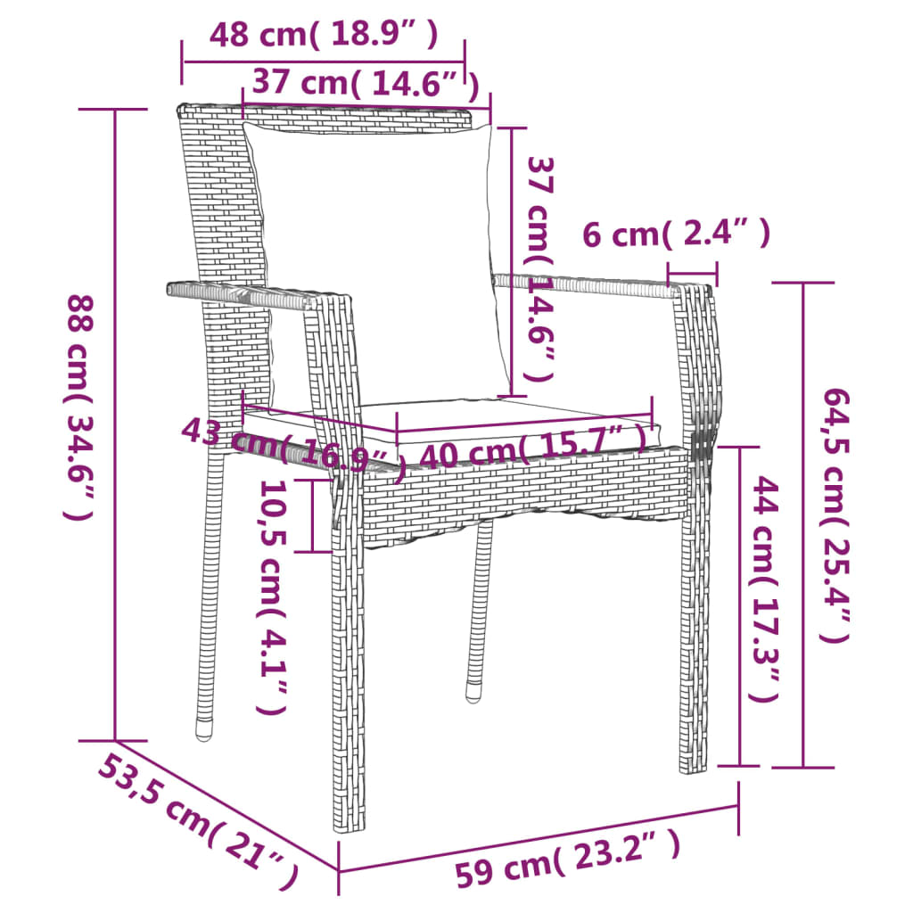 Gartenstühle Mit Kissen 4 Stk. Poly Rattan
