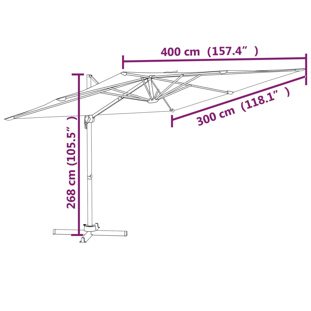 Ampelschirm Mit Aluminium-Mast Sandweiß Sand-Weiß