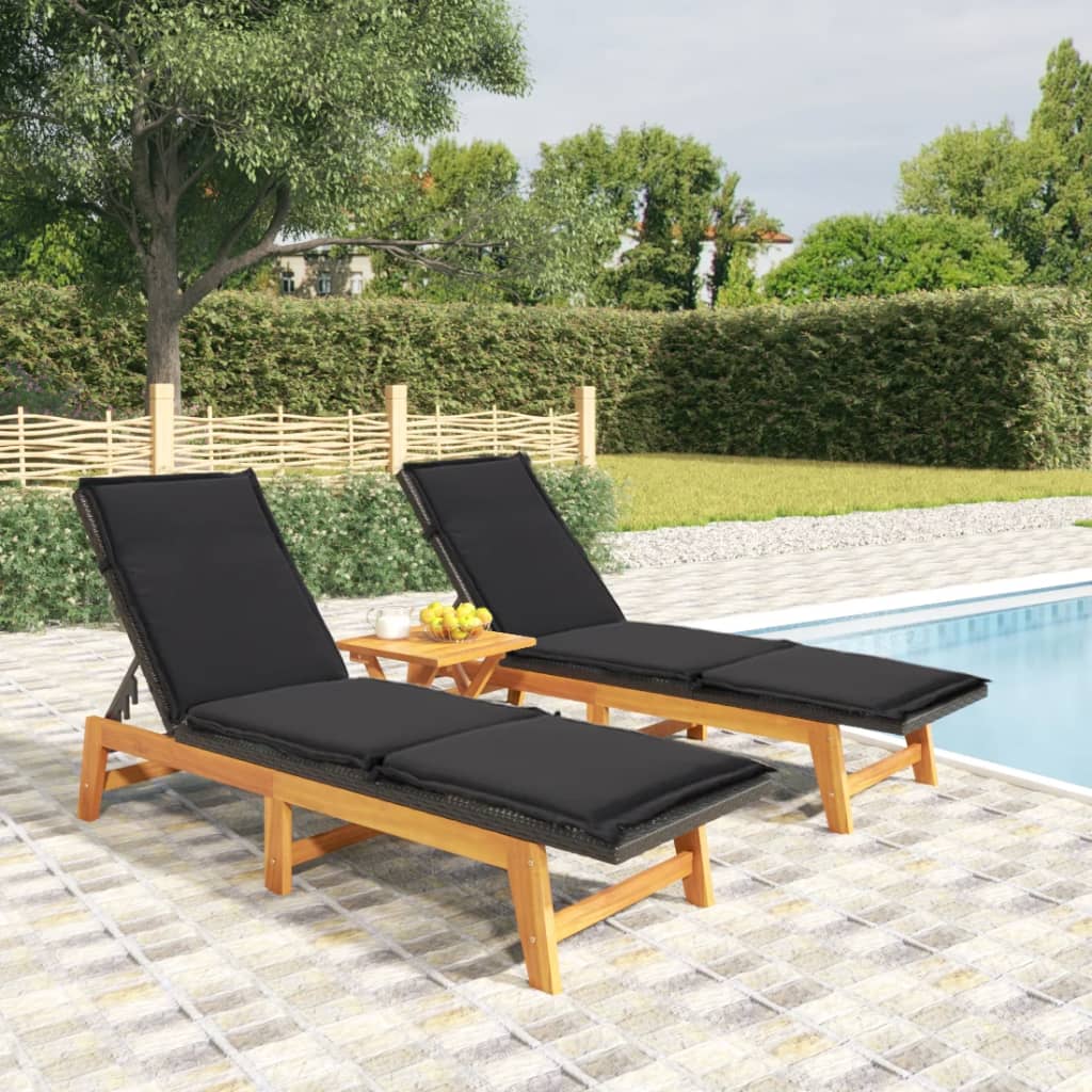 Sonnenliege Mit Tisch Poly Rattan Und Massivholz Akazie