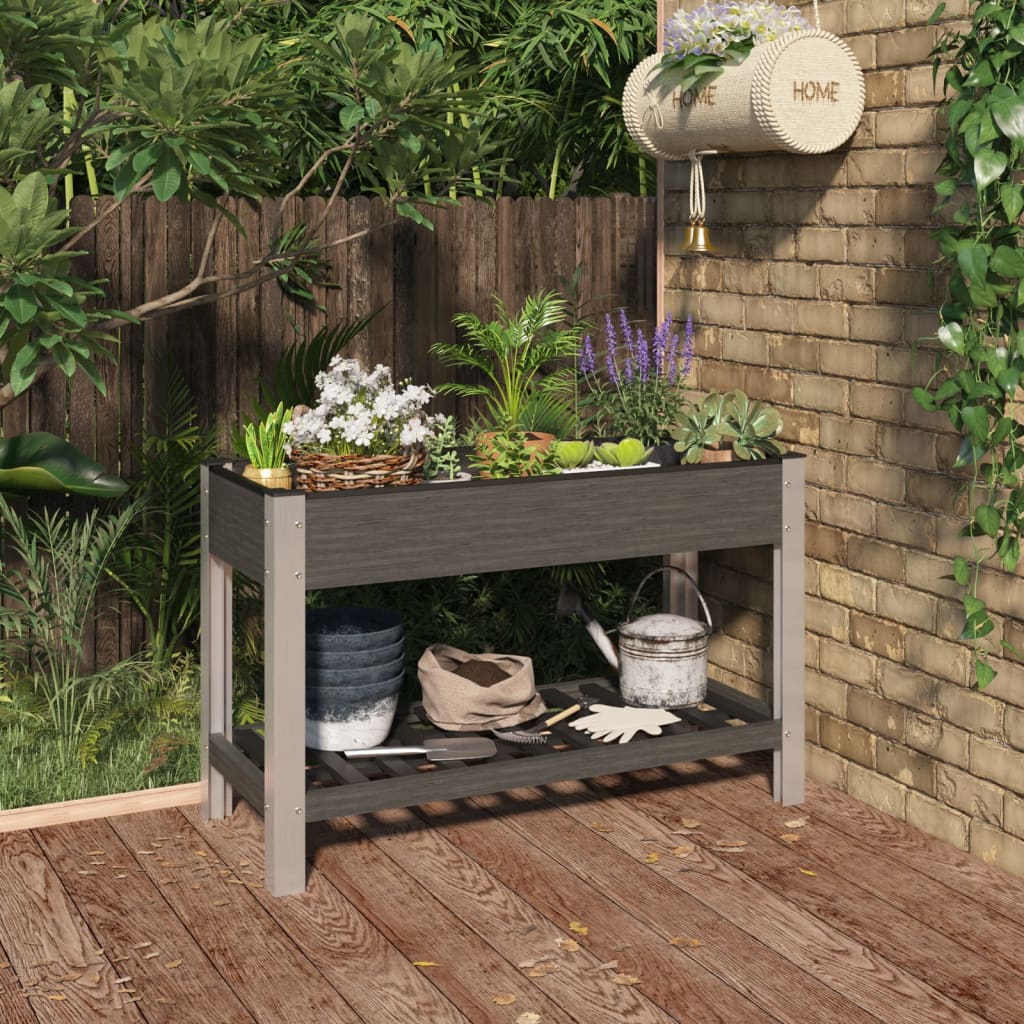 Garten-Hochbeet Mit Ablage Grau Wpc