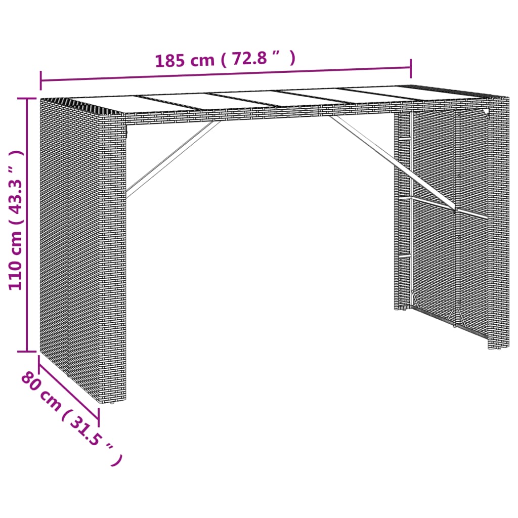 Bartisch Mit Glasplatte Poly Rattan