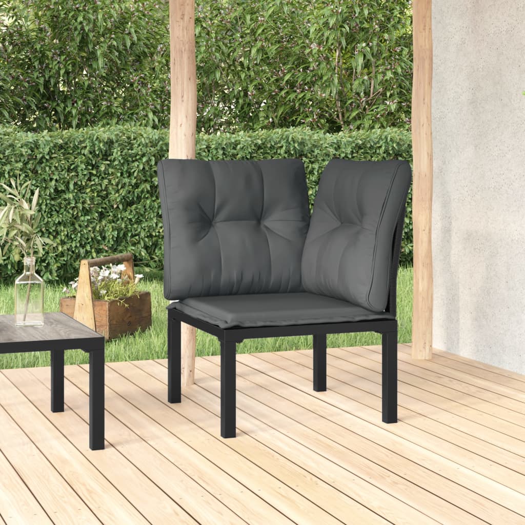 Gartenstuhl Mit Kissen Schwarz Und Grau Poly Rattan
