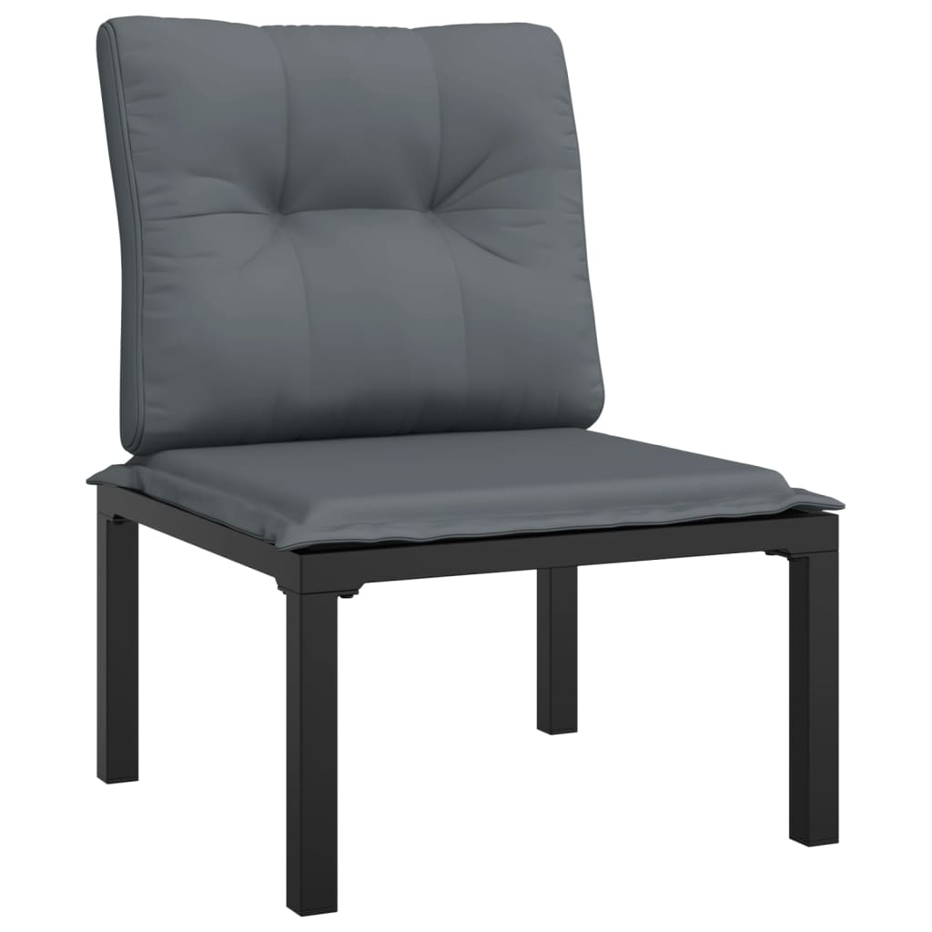 Gartenstuhl Mit Kissen Schwarz Und Grau Poly Rattan