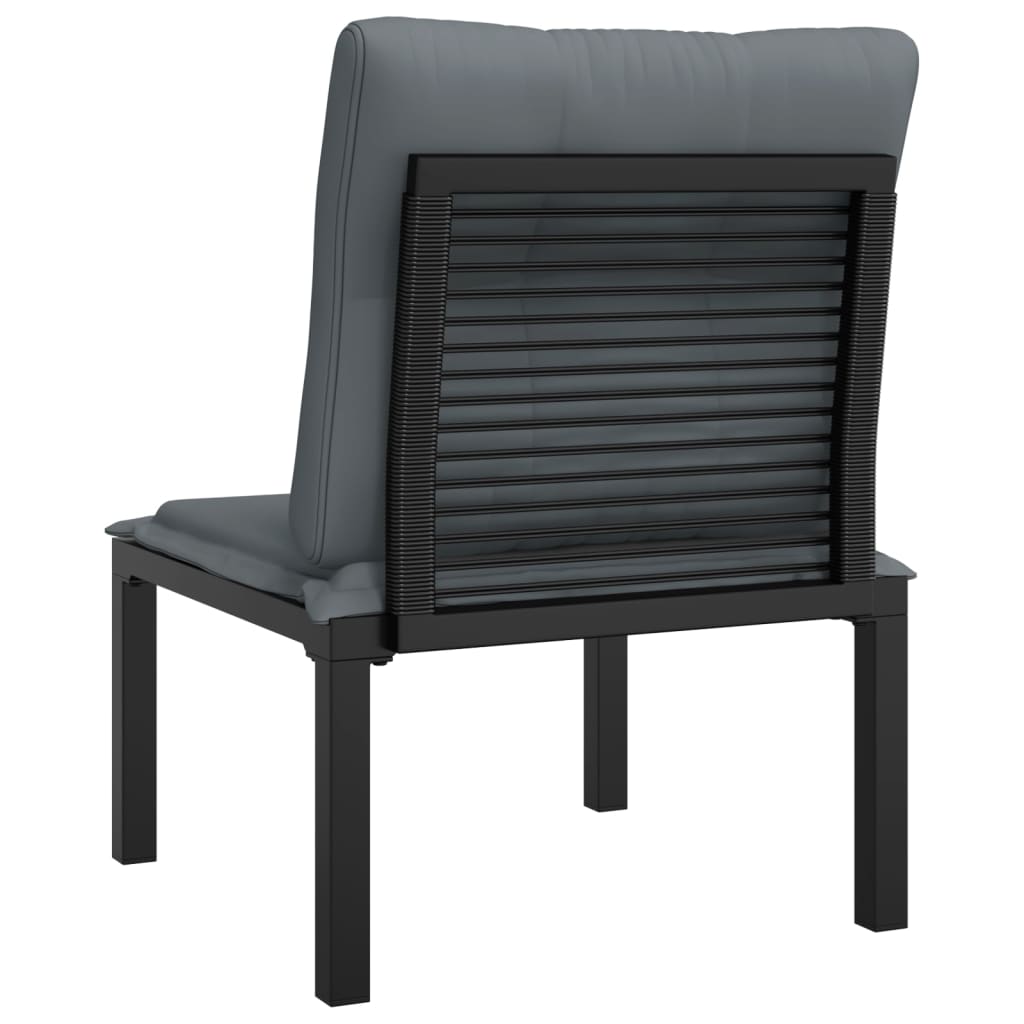 Gartenstuhl Mit Kissen Schwarz Und Grau Poly Rattan