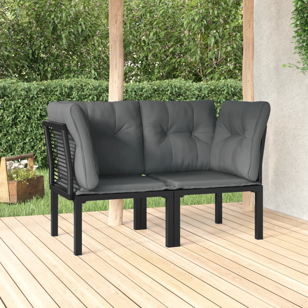 Gartenstuhl Mit Kissen Schwarz Und Grau Poly Rattan