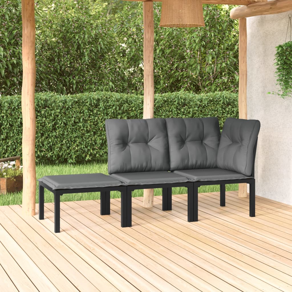 Gartenstuhl Mit Kissen Schwarz Und Grau Poly Rattan