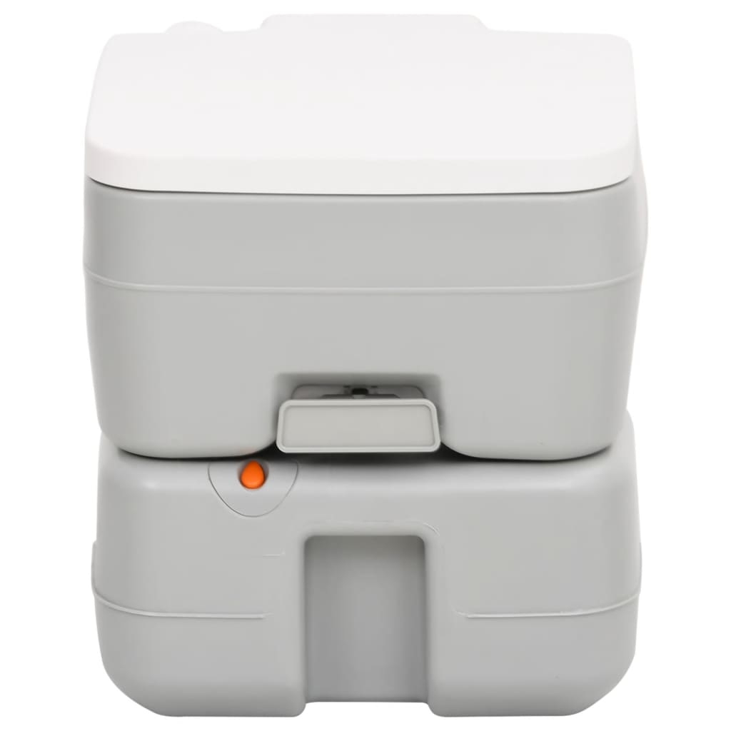 Camping-Toilette Tragbar Grau Und Weiß 15+10 L Hdpe