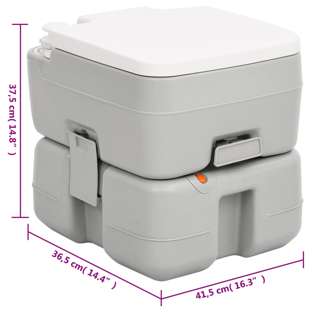 Camping-Toilette Tragbar Grau Und Weiß 15+10 L Hdpe