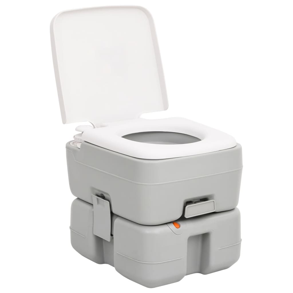 Camping-Toilette Tragbar Grau Und Weiß 15+10 L Hdpe