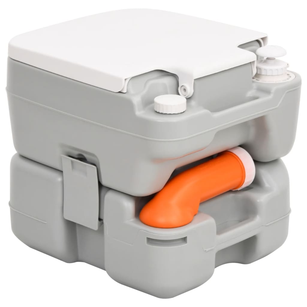 Camping-Toilette Tragbar Grau Und Weiß 15+10 L Hdpe