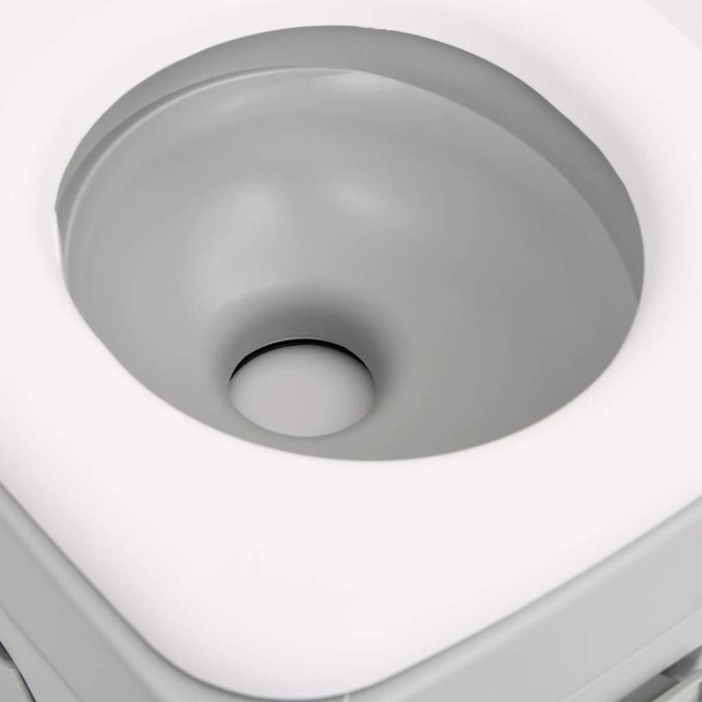 Camping-Toilette Tragbar Grau Und Weiß 15+10 L Hdpe