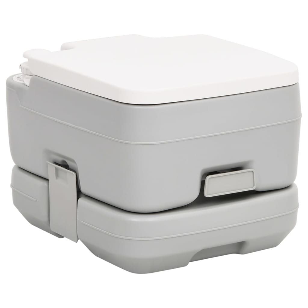 Camping-Toilette Tragbar Grau Und Weiß 15+10 L Hdpe