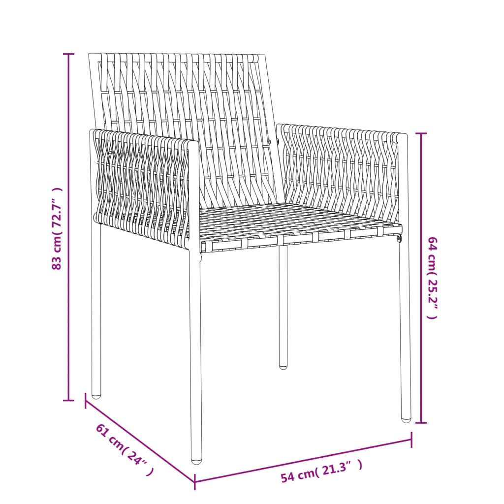 Gartenstühle Mit Kissen 2 Stk. 54X61X83 Cm Poly Rattan