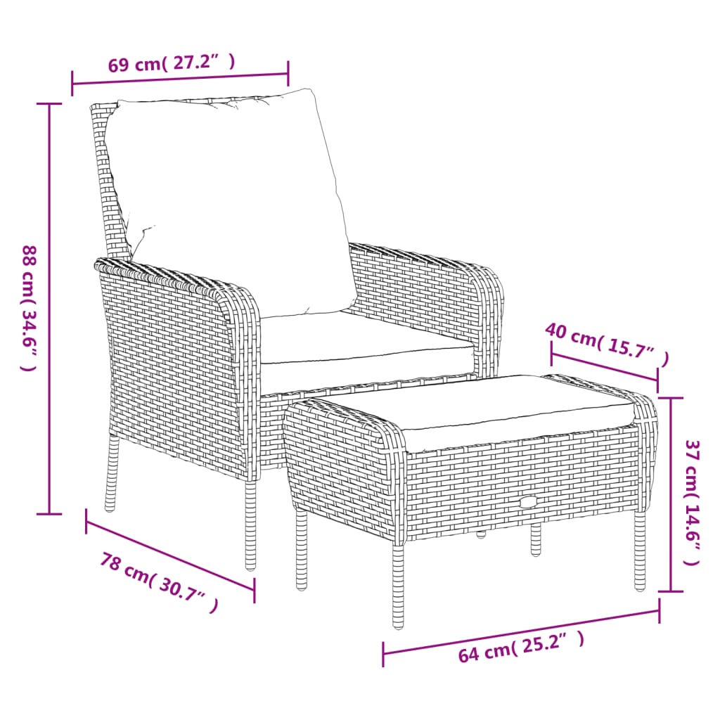Gartenstuhl Mit Fußhocker Poly Rattan