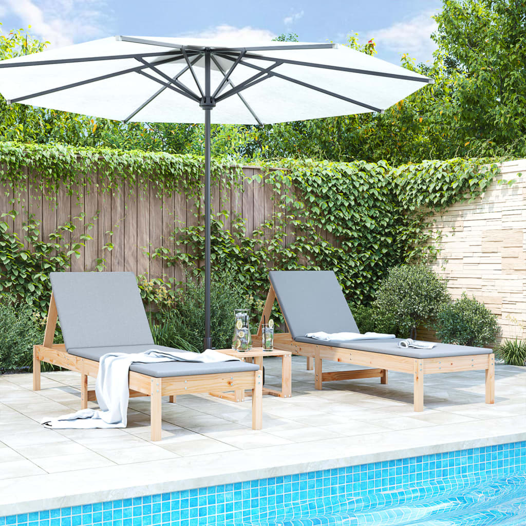 Sonnenliegen 2 Stk. Mit Tisch Honigbraun Massivholz Kiefer