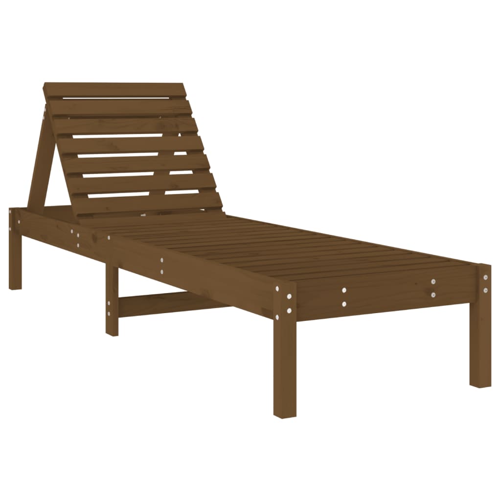 Sonnenliegen 2 Stk. Mit Tisch Honigbraun Massivholz Kiefer