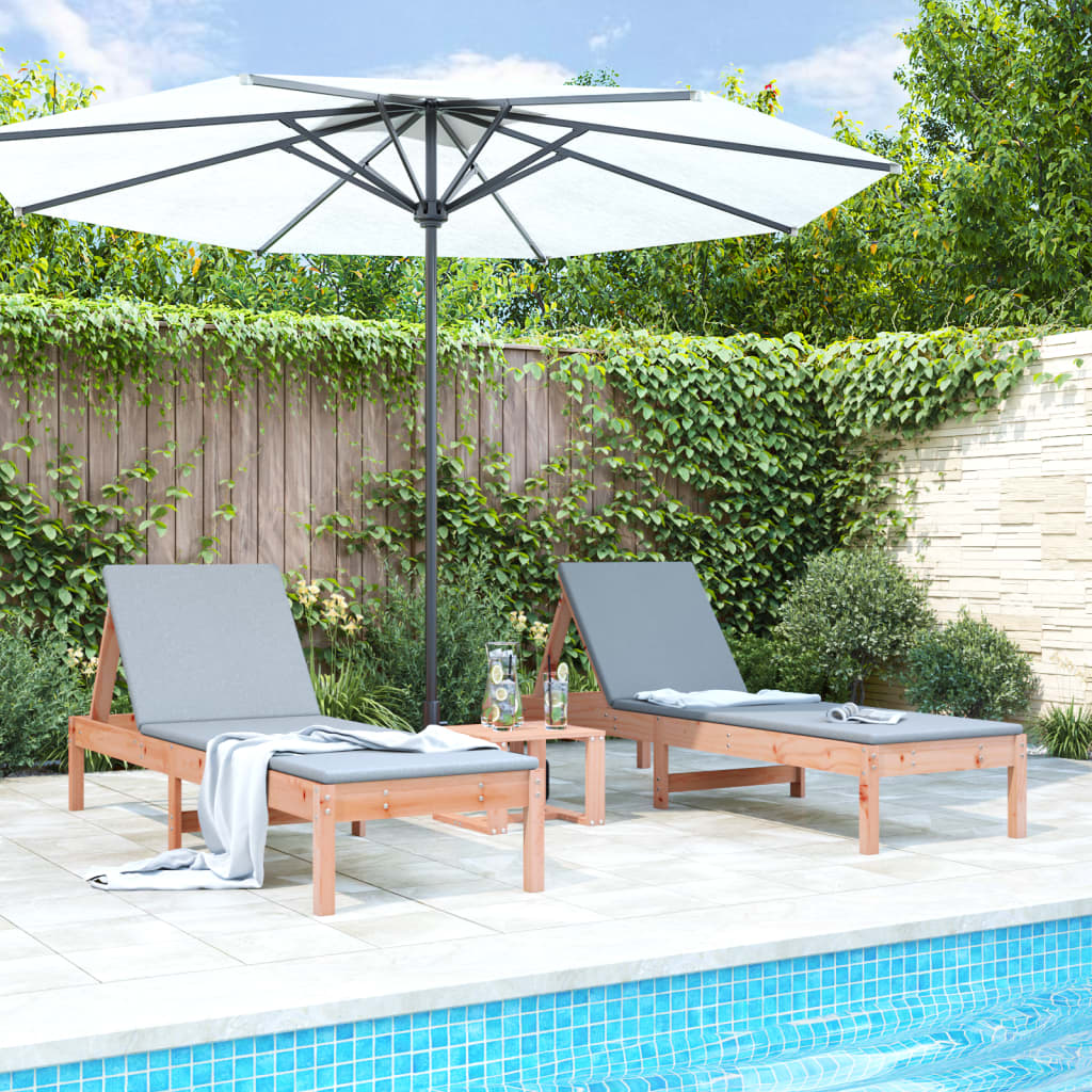 Sonnenliegen 2 Stk. Mit Tisch Honigbraun Massivholz Kiefer