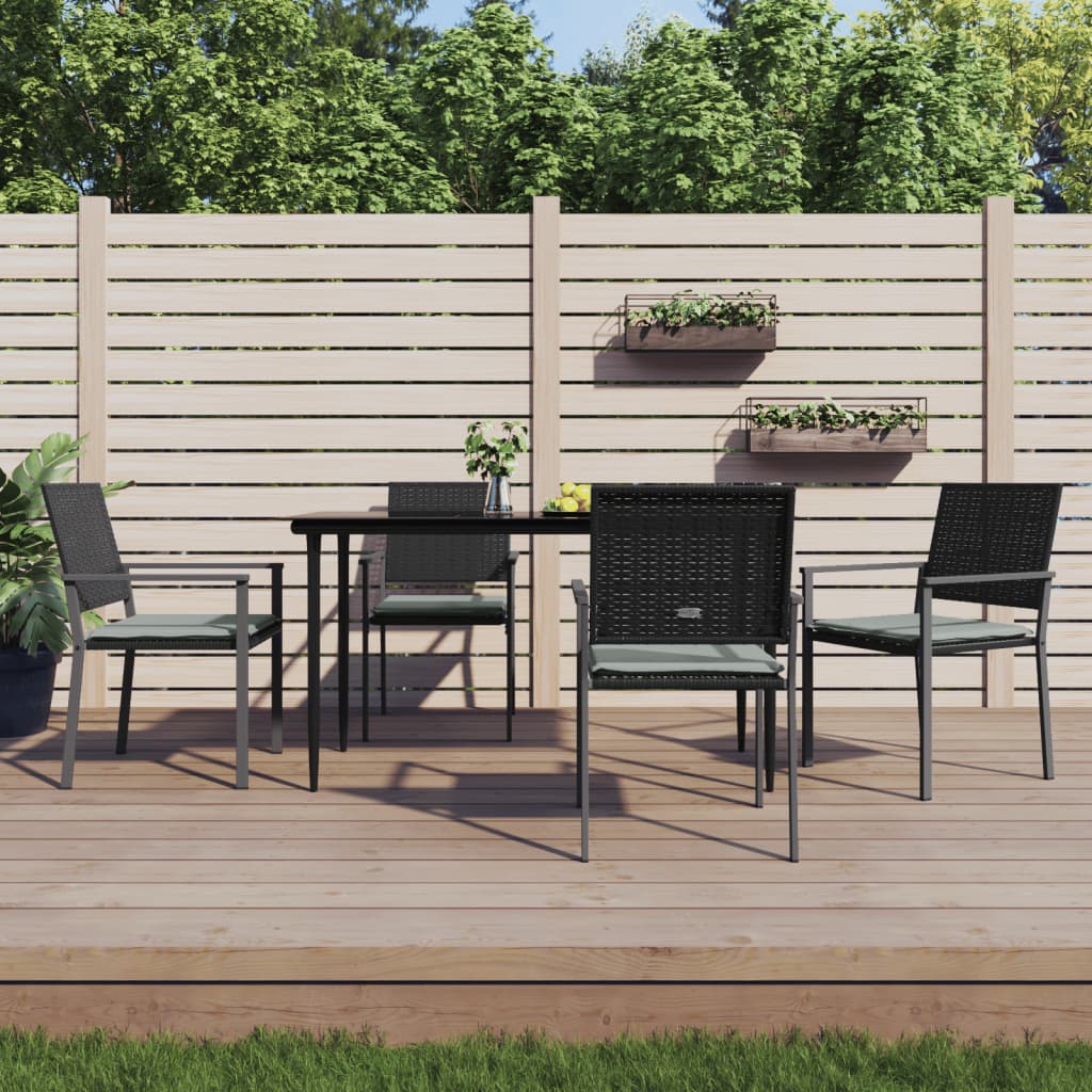Gartenstühle Mit Kissen 6 Stk. Schwarz 54X62,5X89Cm Poly Rattan