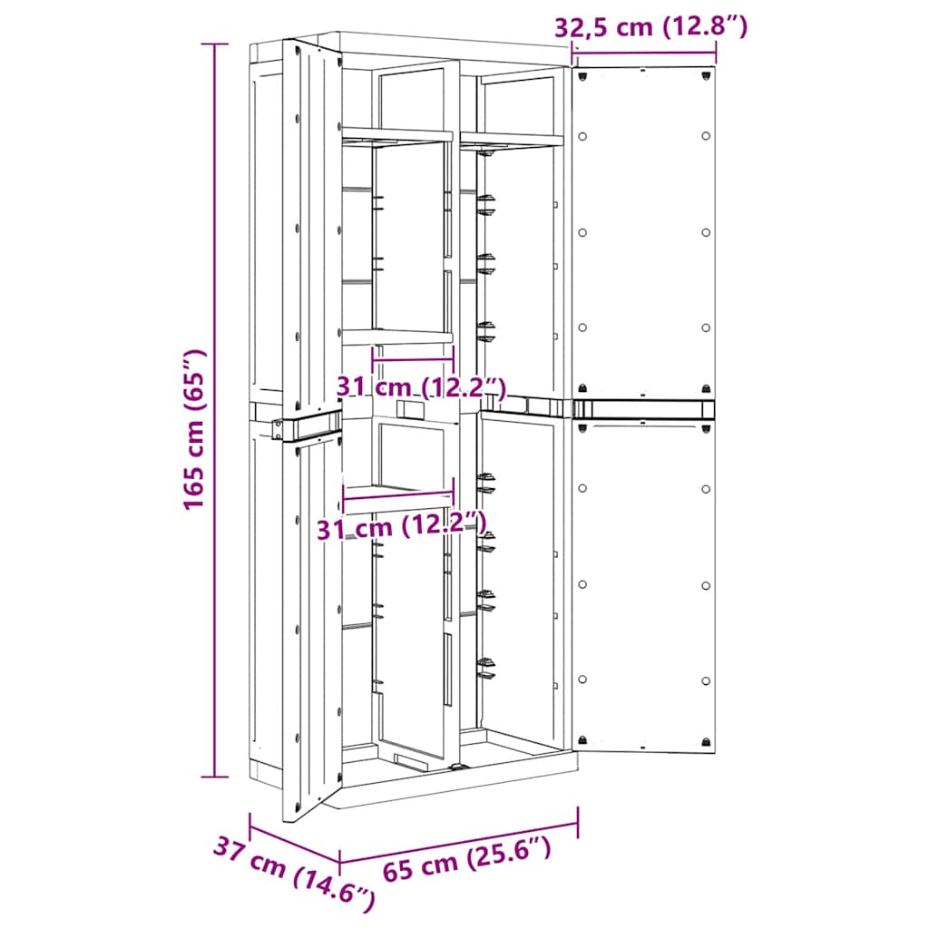 Gartenschrank 65X37X165 Cm Pp