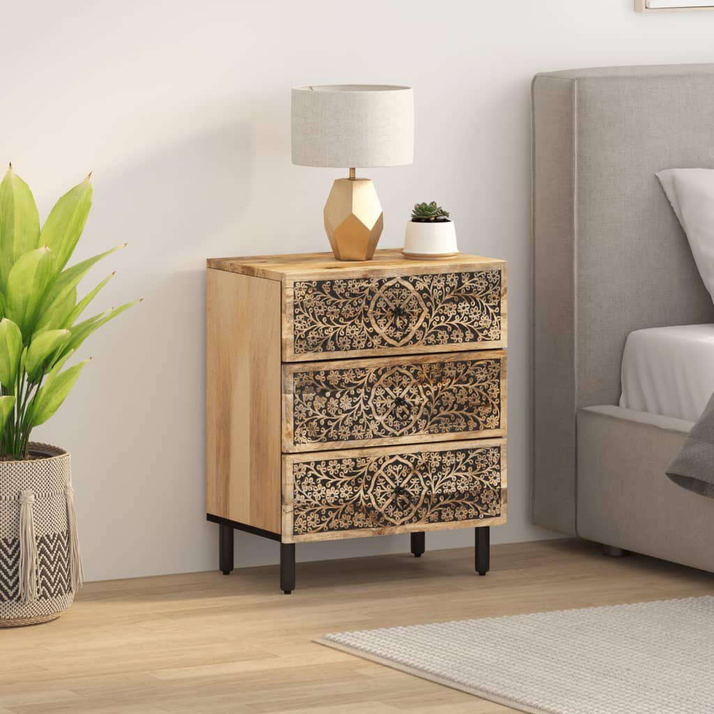 Nachttisch 50X33X60 Cm Massivholz Mango