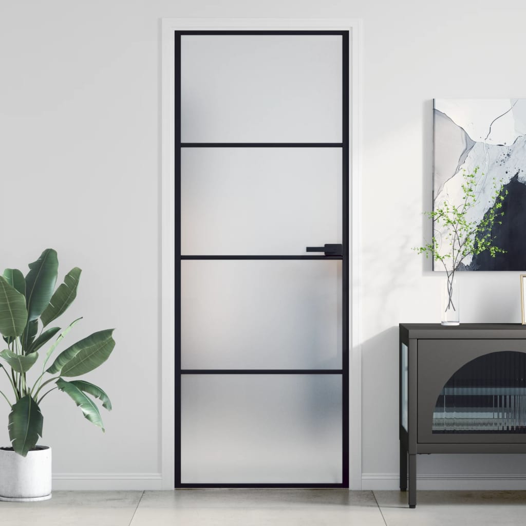 Schiebetür Schwarz 102,5X205 Cm Hartglas Und Aluminium Schwarz Und Matt