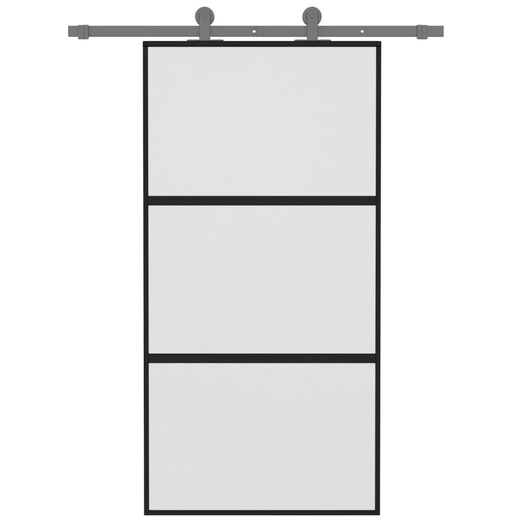 Schiebetür Schwarz 102,5X205 Cm Hartglas Und Aluminium Schwarz Und Matt