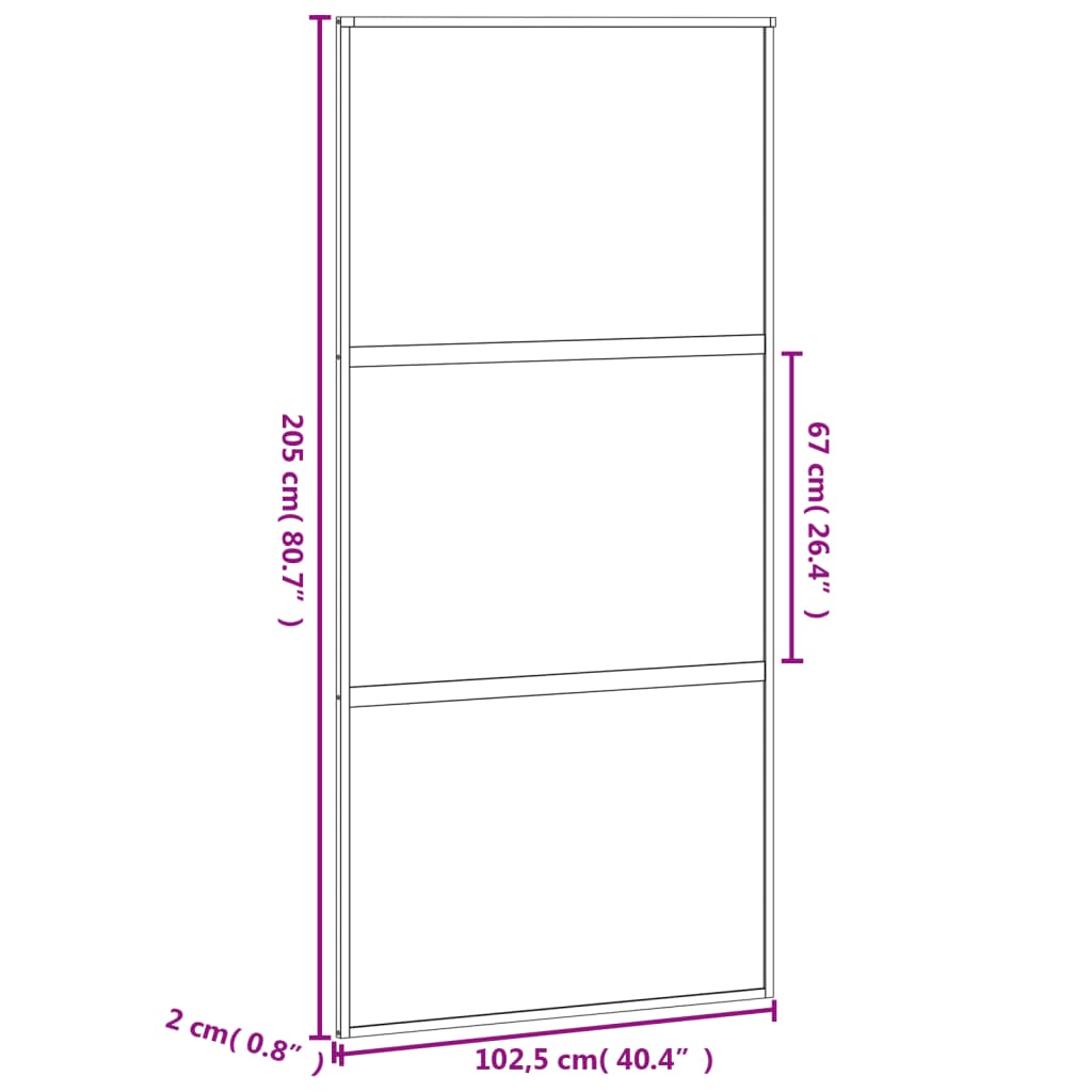 Schiebetür Schwarz 102,5X205 Cm Hartglas Und Aluminium Schwarz Und Matt