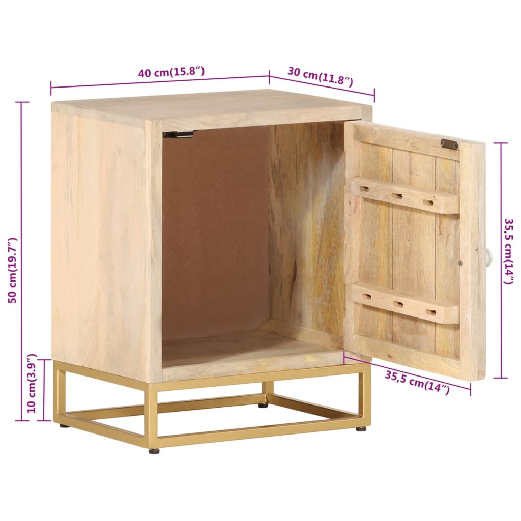 Nachttisch Massivholz Mango Und Eisen