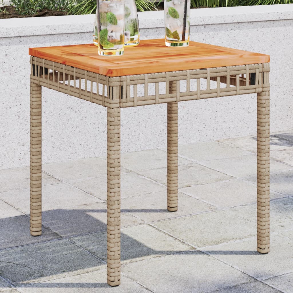 Gartentisch 38X38X42 Cm Poly Rattan Akazienholz
