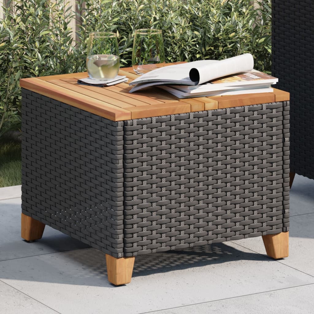 Gartentisch 45X45X37 Cm Poly Rattan Akazienholz