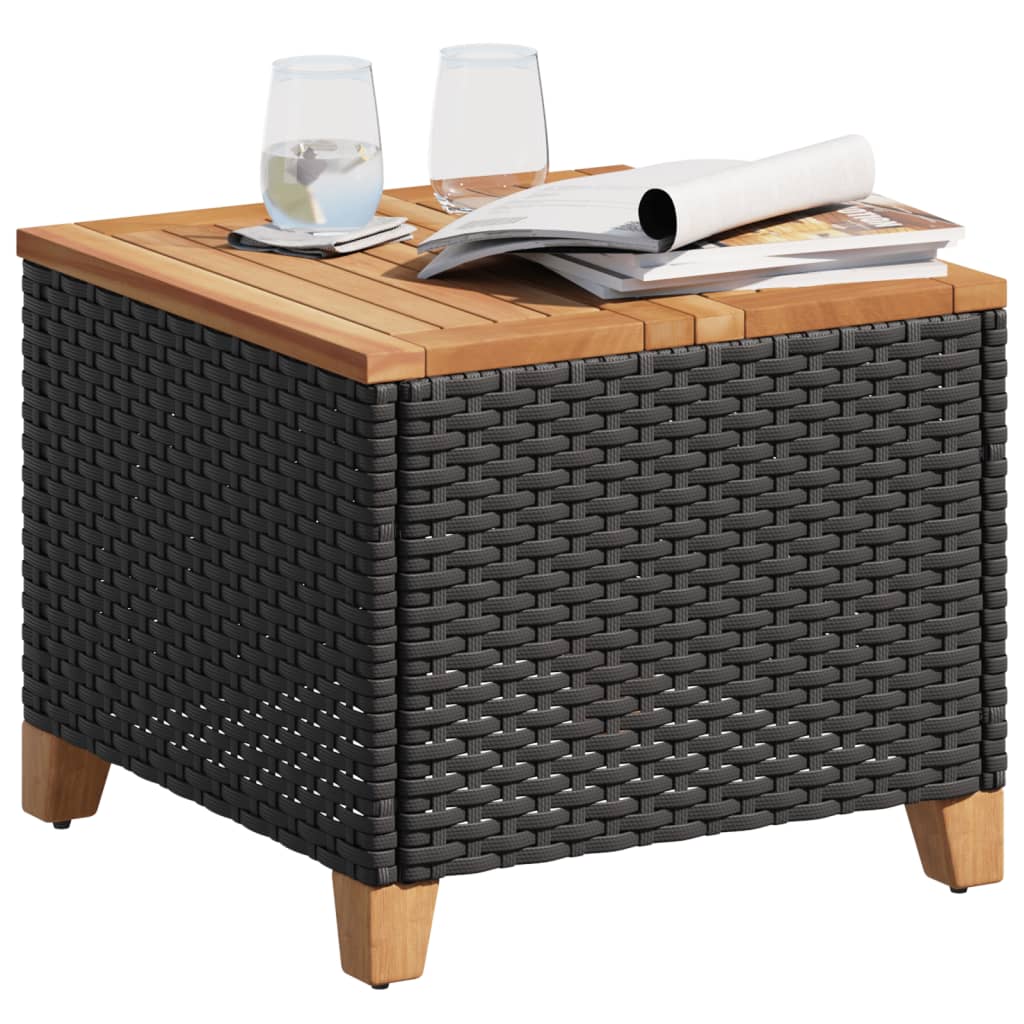 Gartentisch 45X45X37 Cm Poly Rattan Akazienholz