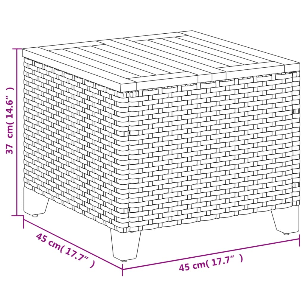 Gartentisch 45X45X37 Cm Poly Rattan Akazienholz