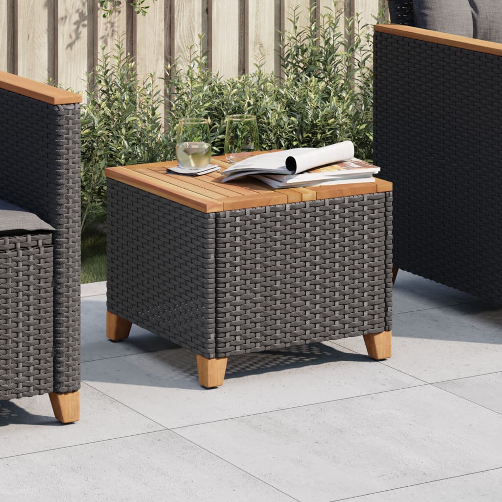 Gartentisch 45X45X37 Cm Poly Rattan Akazienholz