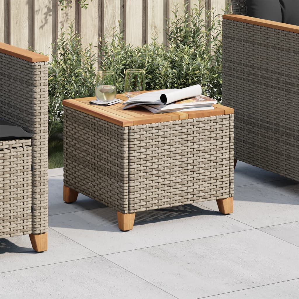 Gartentisch 45X45X37 Cm Poly Rattan Akazienholz