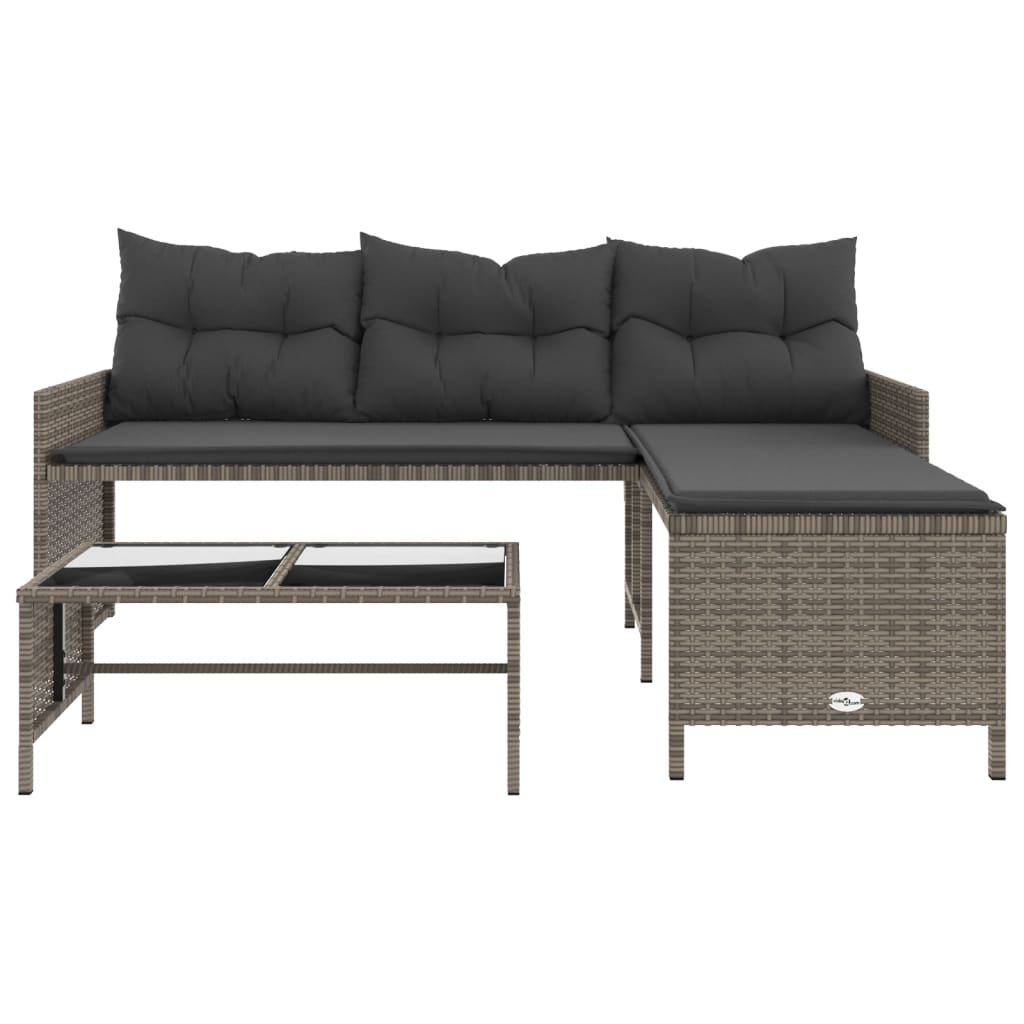 Gartensofa In L-Form Mit Tisch Und Kissen Poly Rattan