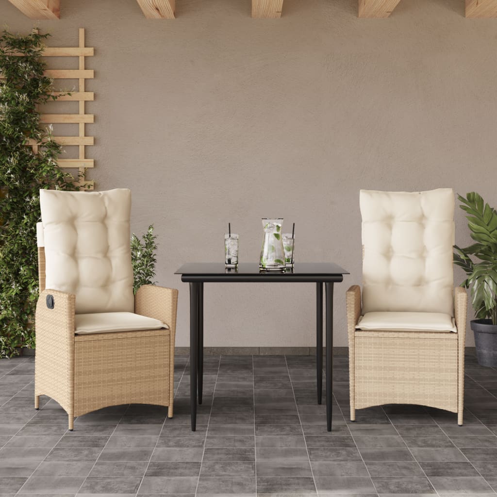 5-Tlg. Garten-Essgruppe Mit Kissen Beige Poly Rattan