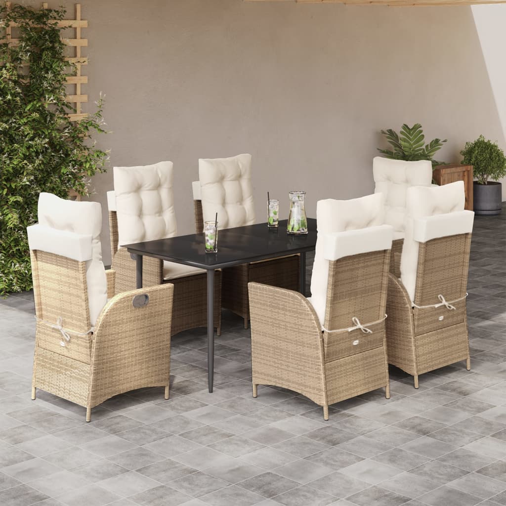 5-Tlg. Garten-Essgruppe Mit Kissen Beige Poly Rattan