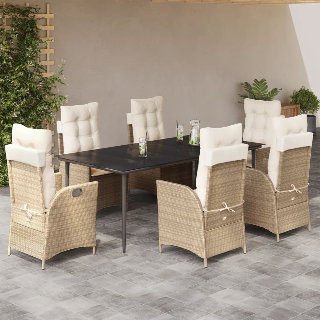 5-Tlg. Garten-Essgruppe Mit Kissen Beige Poly Rattan
