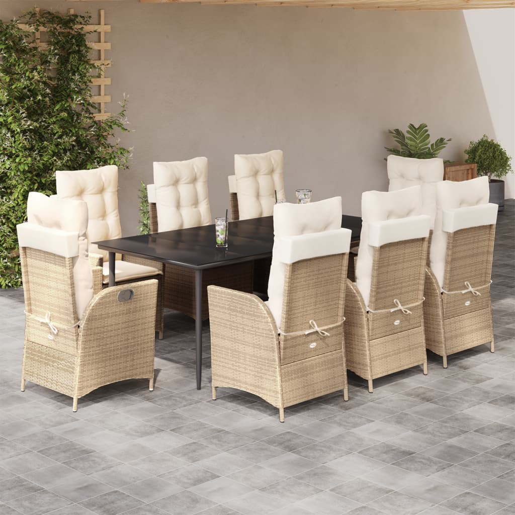 5-Tlg. Garten-Essgruppe Mit Kissen Beige Poly Rattan