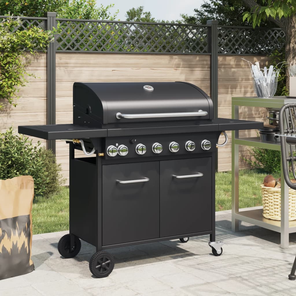 Gasgrill Mit 5 Flammen Schwarz Pulverbeschichteter Stahl