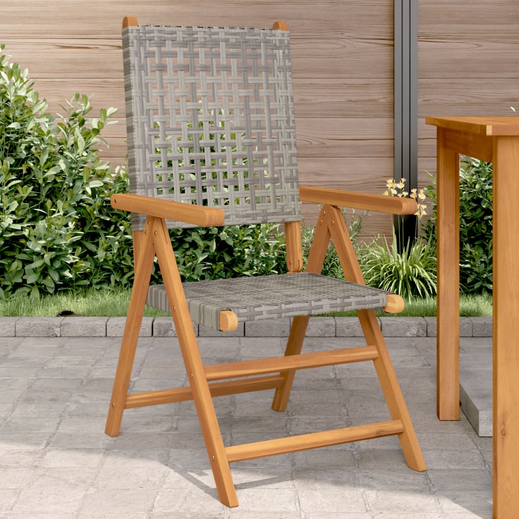 Gartenstuhl Verstellbar 6 Stk. Poly Rattan Massivholz