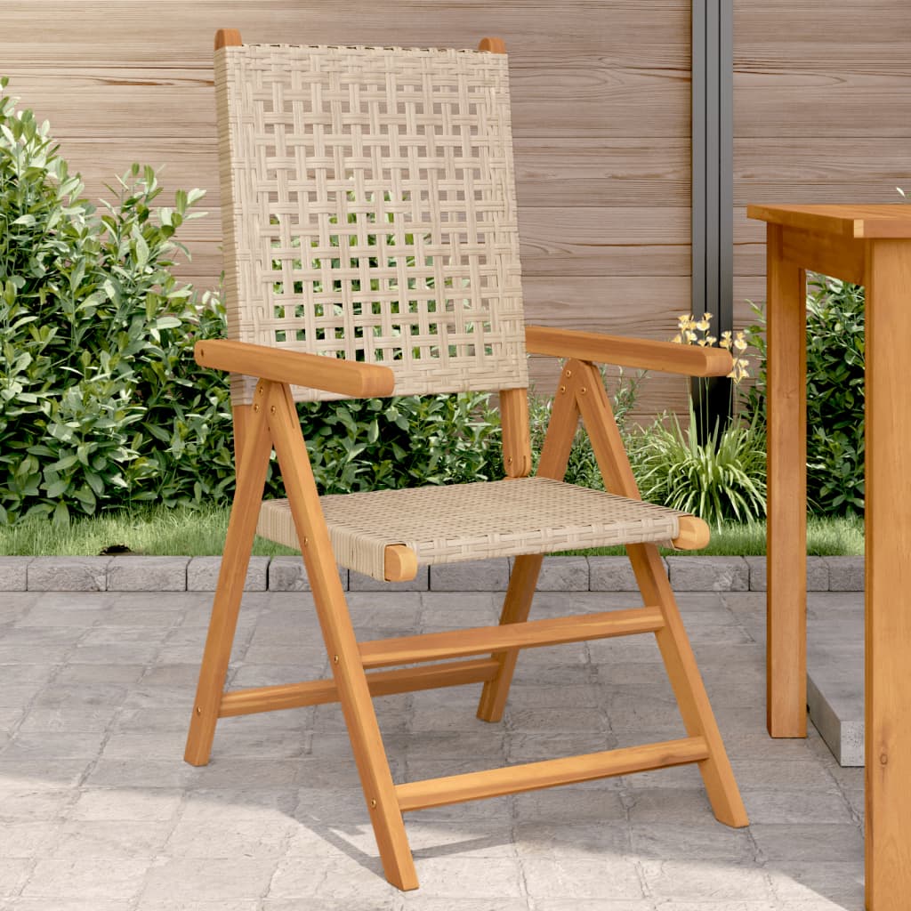 Gartenstuhl Verstellbar 6 Stk. Poly Rattan Massivholz