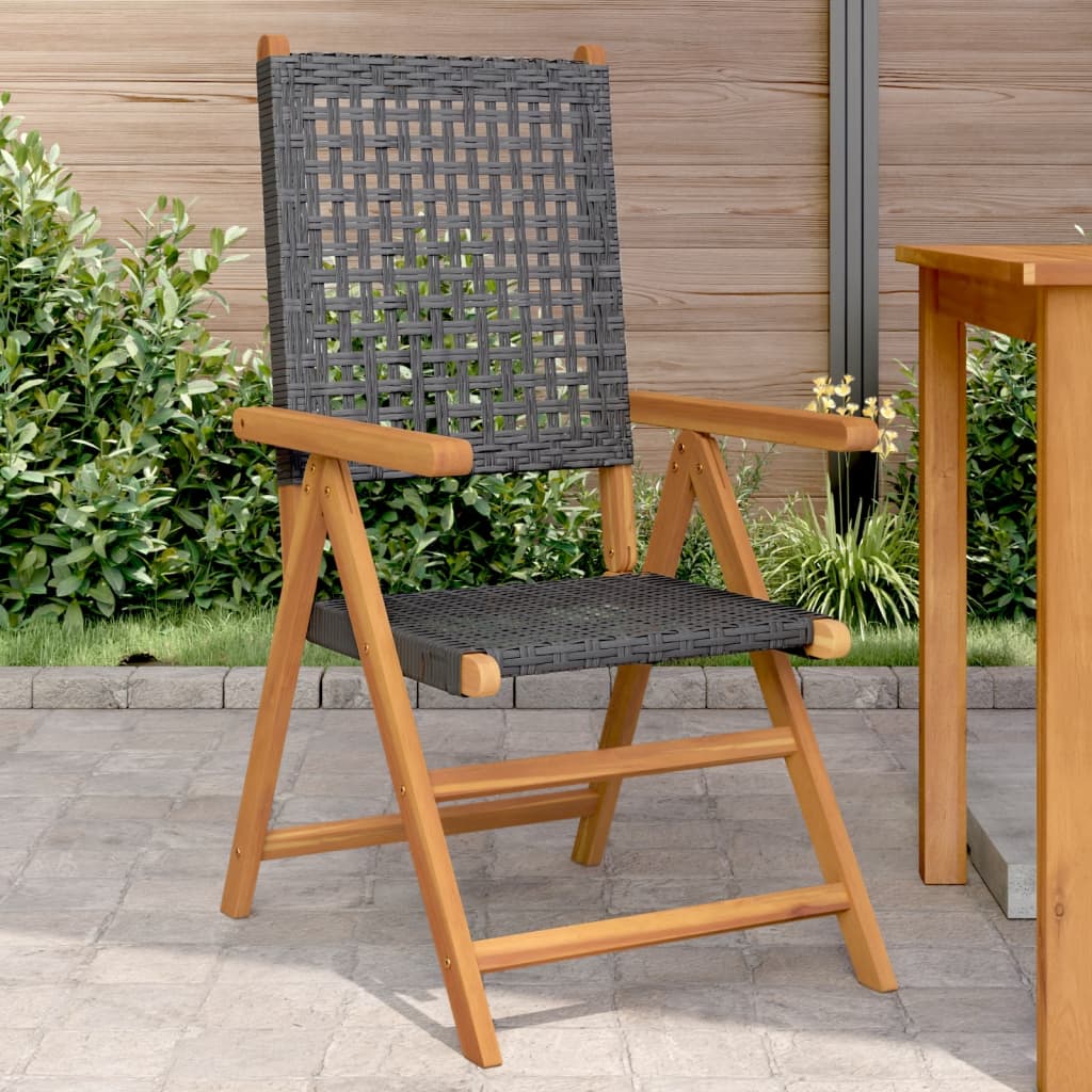 Gartenstuhl Verstellbar 6 Stk. Poly Rattan Massivholz