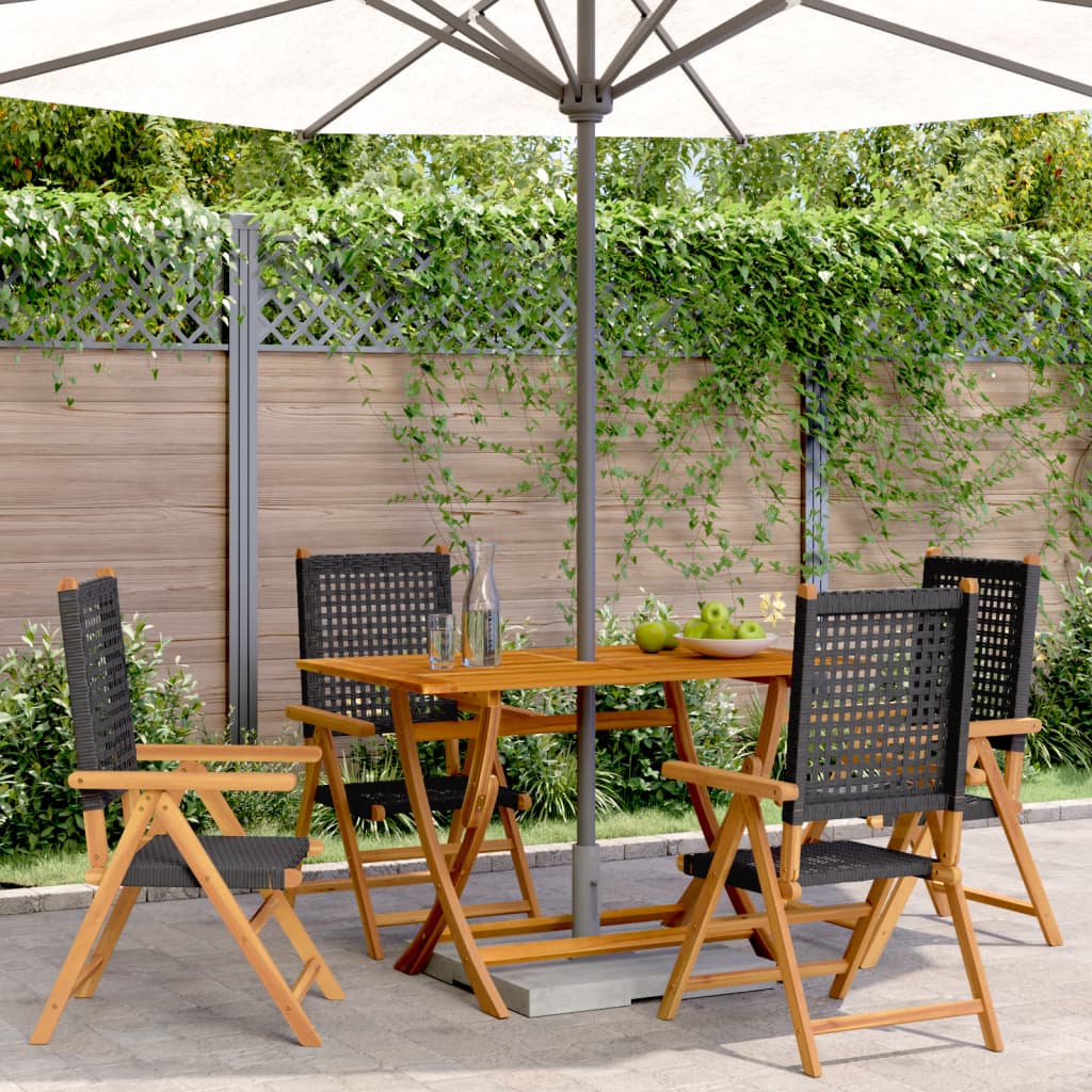 Gartenstuhl Verstellbar 6 Stk. Poly Rattan Massivholz