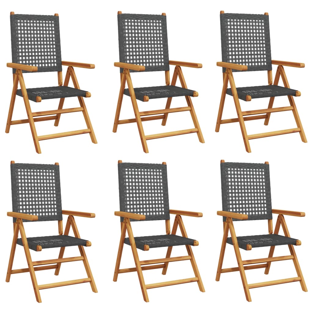 Gartenstuhl Verstellbar 6 Stk. Poly Rattan Massivholz