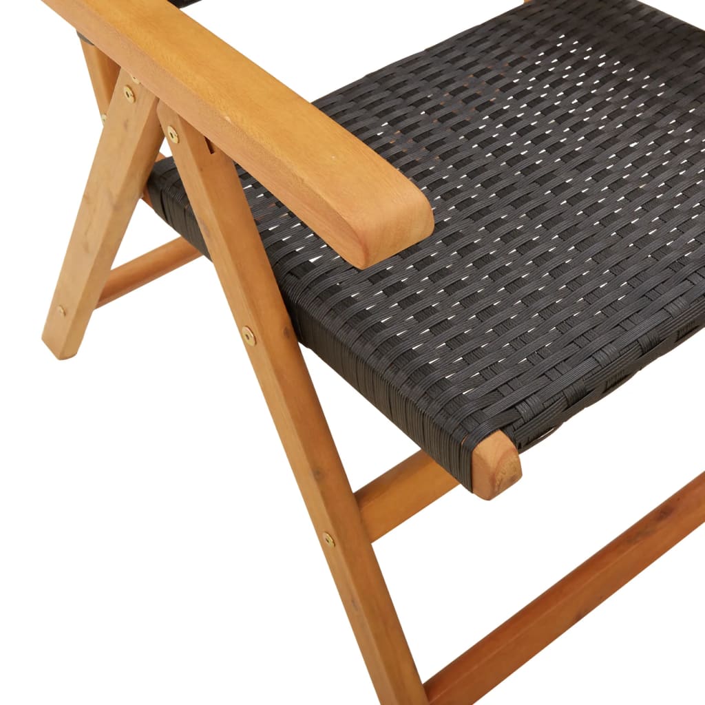 Gartenstuhl Verstellbar 6 Stk. Poly Rattan Massivholz