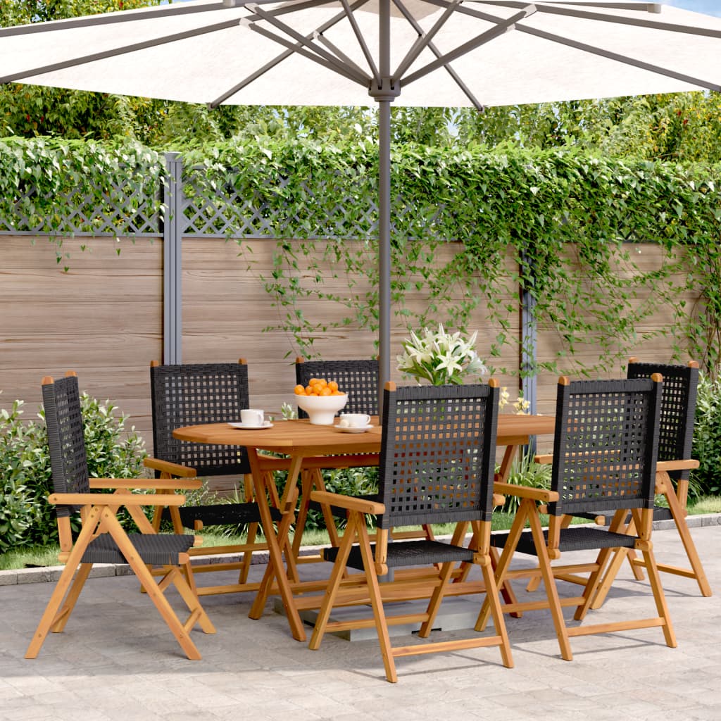 Gartenstuhl Verstellbar 6 Stk. Poly Rattan Massivholz