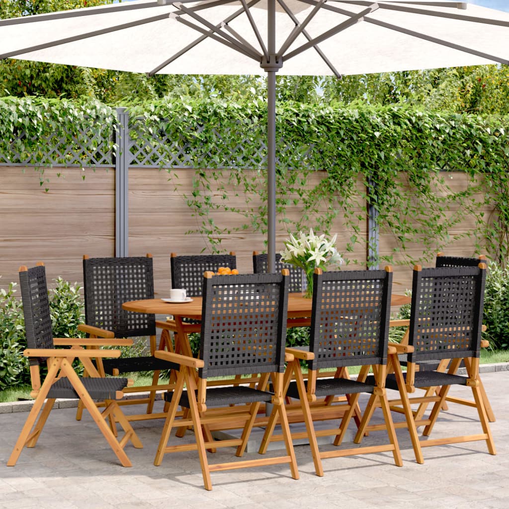 Gartenstuhl Verstellbar 6 Stk. Poly Rattan Massivholz
