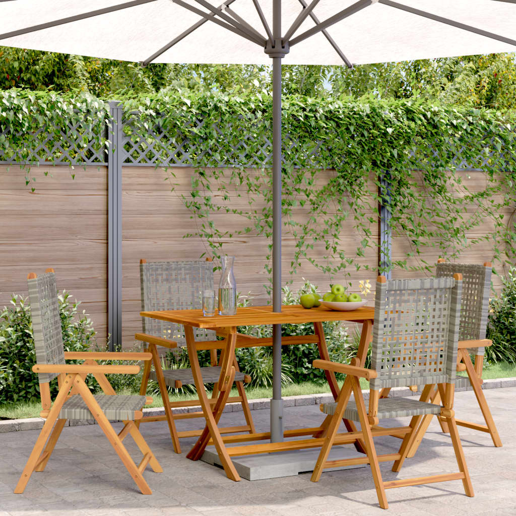 Gartenstuhl Verstellbar 6 Stk. Poly Rattan Massivholz