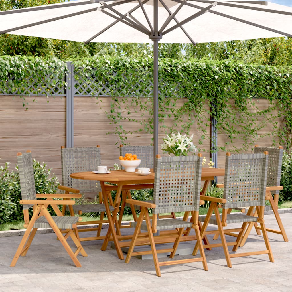 Gartenstuhl Verstellbar 6 Stk. Poly Rattan Massivholz